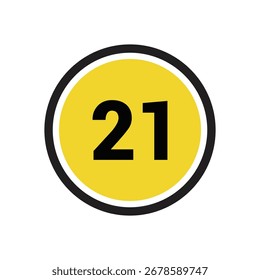 21 number icon vector outline design symbol or illustration