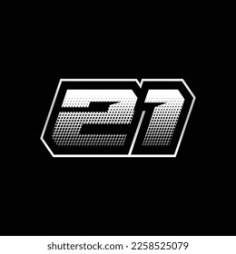 Design-Vorlage für 21 Logos mit Zahlengeschwindigkeit, Vektorgrafik für Aufkleber, Racing.