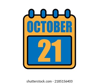 21 October calendar. October calendar icon in blue and orange. Vector Calendar Page Isolated on White Background.