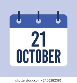 21 Octubre Calendario, Calendario de Vector Aislado.