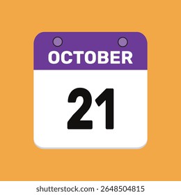 21 outubro calendário ícone página de texto design web mensal.