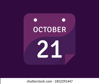 Icono del 21 de octubre Icono de Calendario único día Ilustración vectorial