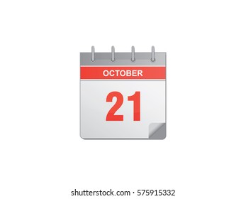 21 October red calendar vector illustration on white background