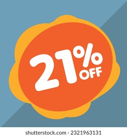 21% off per cent, percentage number in a colored circle, promotion, big sale, colorful background