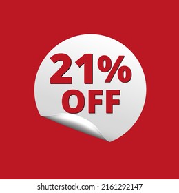 21% off with red background and white sticker at amazing discount sale