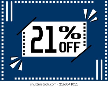 21% Off. Special offer marketing. 21% discount special sale conceptual. 21% Blue banner design.