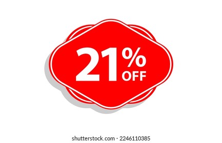 21 marca de icono vectorial de descuento de etiqueta de oferta