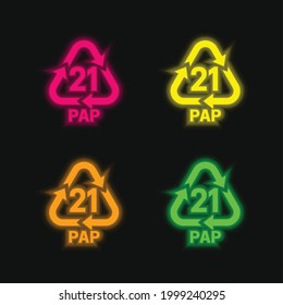 21 PAP four color glowing neon vector icon svg
