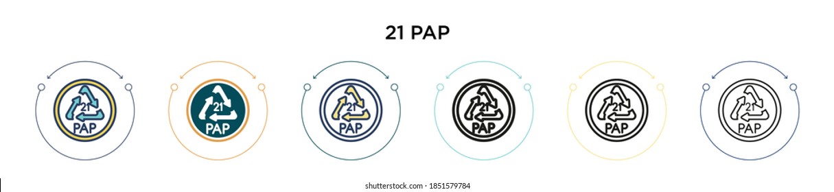 21 pap icon in filled, thin line, outline and stroke style. Vector illustration of two colored and black 21 pap vector icons designs can be used for mobile, ui, web svg