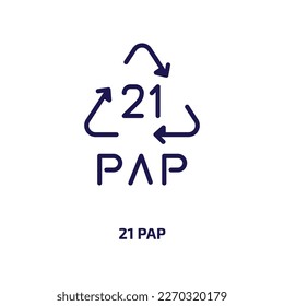 21 pap icon from user interface collection. Thin linear 21 pap, 21, pap outline icon isolated on white background. Line vector 21 pap sign, symbol for web and mobile svg