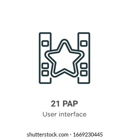 21 pap outline vector icon. Thin line black 21 pap icon, flat vector simple element illustration from editable user interface concept isolated stroke on white background svg