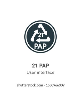 21 pap vector icon on white background. Flat vector 21 pap icon symbol sign from modern user interface collection for mobile concept and web apps design. svg