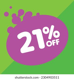 21% per center, percentage number in a colored circle, promotion, big sale, colorful background