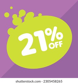 21% per center, percentage number in a colored circle, promotion, big sale, colorful background