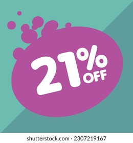 21% per center, percentage number in a colored circle, promotion, big sale, colorful background