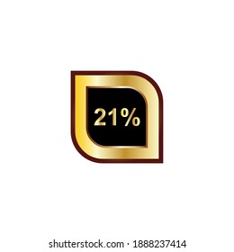 Diseño vectorial de signo del 21 por ciento con color gradiente dorado