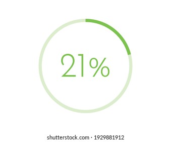 21% percentage infographic circle icons, 21 percents pie chart infographic elements for Illustration, business, web design