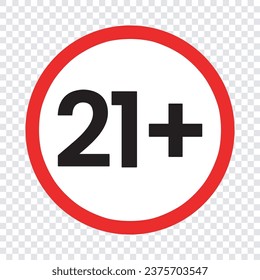 21 plus icon template transparent design vector, adult icon alert