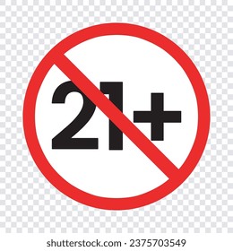 21 plus icon template transparent design vector, adult icon alert