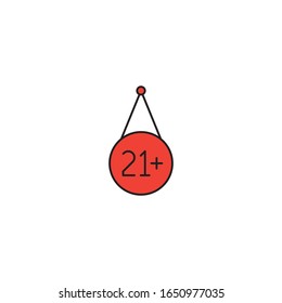 21 plus years old sign vector icon symbol isolated on white background