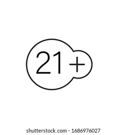 21 plus years old sign vector icon symbol isolated on white background
