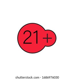 21 plus years old sign vector icon symbol isolated on white background