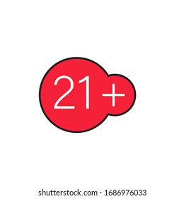 21 plus years old sign vector icon symbol isolated on white background