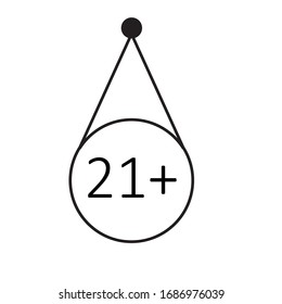 21 plus years old sign vector icon symbol isolated on white background
