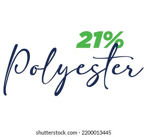 Signo de etiqueta de poliéster 21% para ilustración de arte vectorial de producto con fuente elegante y color negro verde