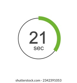 21 sec Digital Countdown Timer Vector Icon. 21 sec Stopwatch Analog or Digital Timer Illustration.