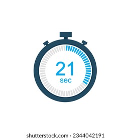 21 seconds countdown timer or digital counter timer clock vector icon. 21 sec Stopwatch vector icon, digital timer.