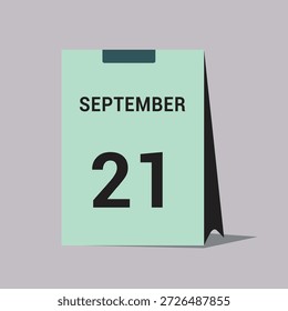 21 september calendar date icon minimal desk calendar vector illustration