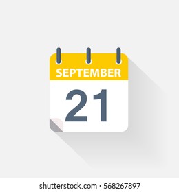 21 september calendar icon on grey background