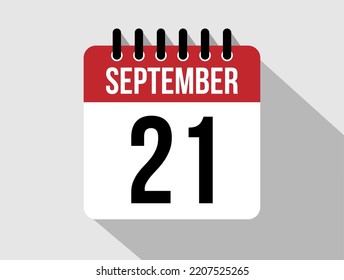 21. September Kalender Vektorsymbol. Roter Sepember für die Tage des Monats