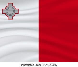 21 September, Malta Independence Day background in national flag color theme. Celebration banner with waving flag. Vector illustration