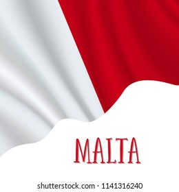 21 September, Malta Independence Day background in national flag color theme. Celebration banner with waving flag. Vector illustration