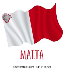 21 September, Malta Independence Day background in national flag color theme. Celebration banner with waving flag. Vector illustration