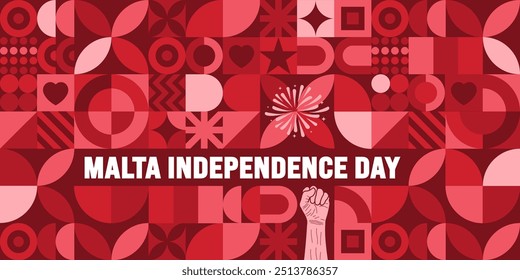 21 September Malta independence day geometric shape pattern background or banner design template. Holiday concept. Template for background, banner, card, poster, placard, design. eps 10