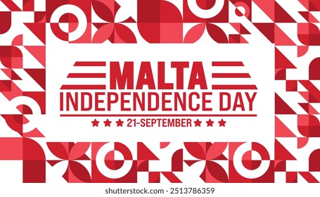 21 de septiembre Día de la Independencia de Malta Fondo de patrón de forma geométrica o Plantilla de diseño de Anuncio. Concepto de Festiva. Plantilla para el fondo, Anuncio, tarjeta, cartel, cartel, diseño. EPS 10