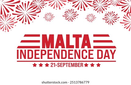 21 September Malta independence day fireworks background or banner design template. Holiday concept. Template for background, banner, card, poster, placard, design. eps 10