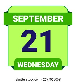 21 September, Wednesday. Date template. Useful design for calendar or event promotion. Vector illustration EPS 10 File. 