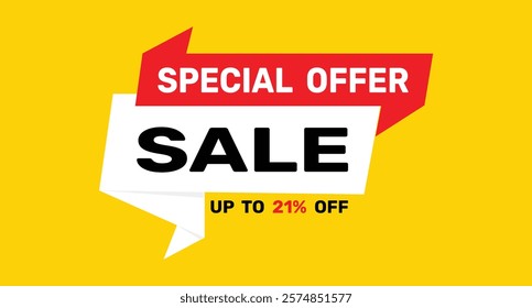 21% special Sale banner for web or social media. sale banner promotion template with discount tag.