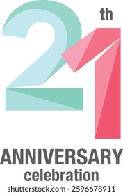 21 th Anniversary Celebration monochrome color of green and red with word Anniversary Celebration gray color at the bottom.
