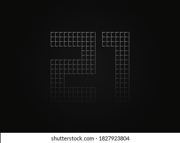 21 vector number made of metal chain link fence. For logo, brand label, design elements, application and more. 

