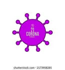 21% vector sign symbol in the form of virus illustration, corona outbreak diagnosis stamp, isolated on white background