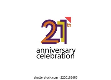 21 year anniversary celebration abstract style logotype. anniversary with purple, yellow, orange color isolated on white background, vector design for celebration, invitation, greeting card - Vector