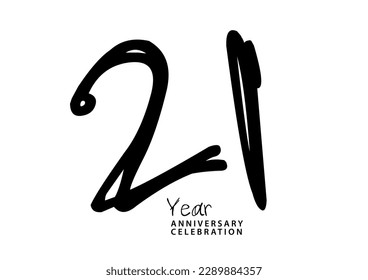 21-jähriges Jubiläum, schwarze Farblogotype, 21 Zahlendesign, 21. Geburtstagseinladung, Jubiläum-Logo-Vorlage, Logo-Nummer-Design-Vektorgrafik, Kalligrafie-Schriftart, Schriftbild-Logo