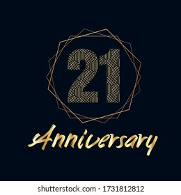 21 year anniversary celebration, vector design for celebrations, invitation cards and greeting cards
