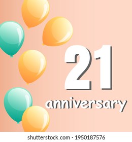 21 year anniversary celebration, vector design for celebrations, invitation cards and greeting cards