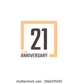 21 Jahre Jubiläum Feier Vektor mit Square Form. Gruß zum Jubiläum feiert Vorlagendesign-Illustration
